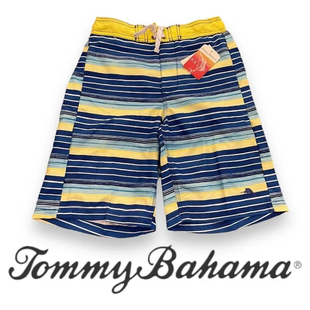 Tommy Bahama Boys Nautical Lined Swim Trunks Size‎ Youth Boys Large NWT